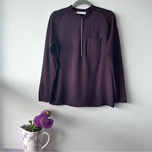 Fabiana Filippi Merino Wool-paneled Silk-blend Crepe De Chine Top In Grape